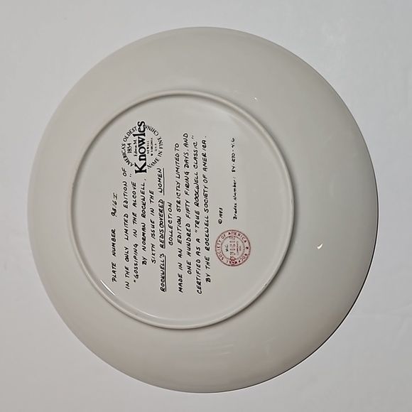 Edwin M Knowles China Gossiping in the Alcove Norman Rockwell Porcelain Plate - Picture 4 of 7